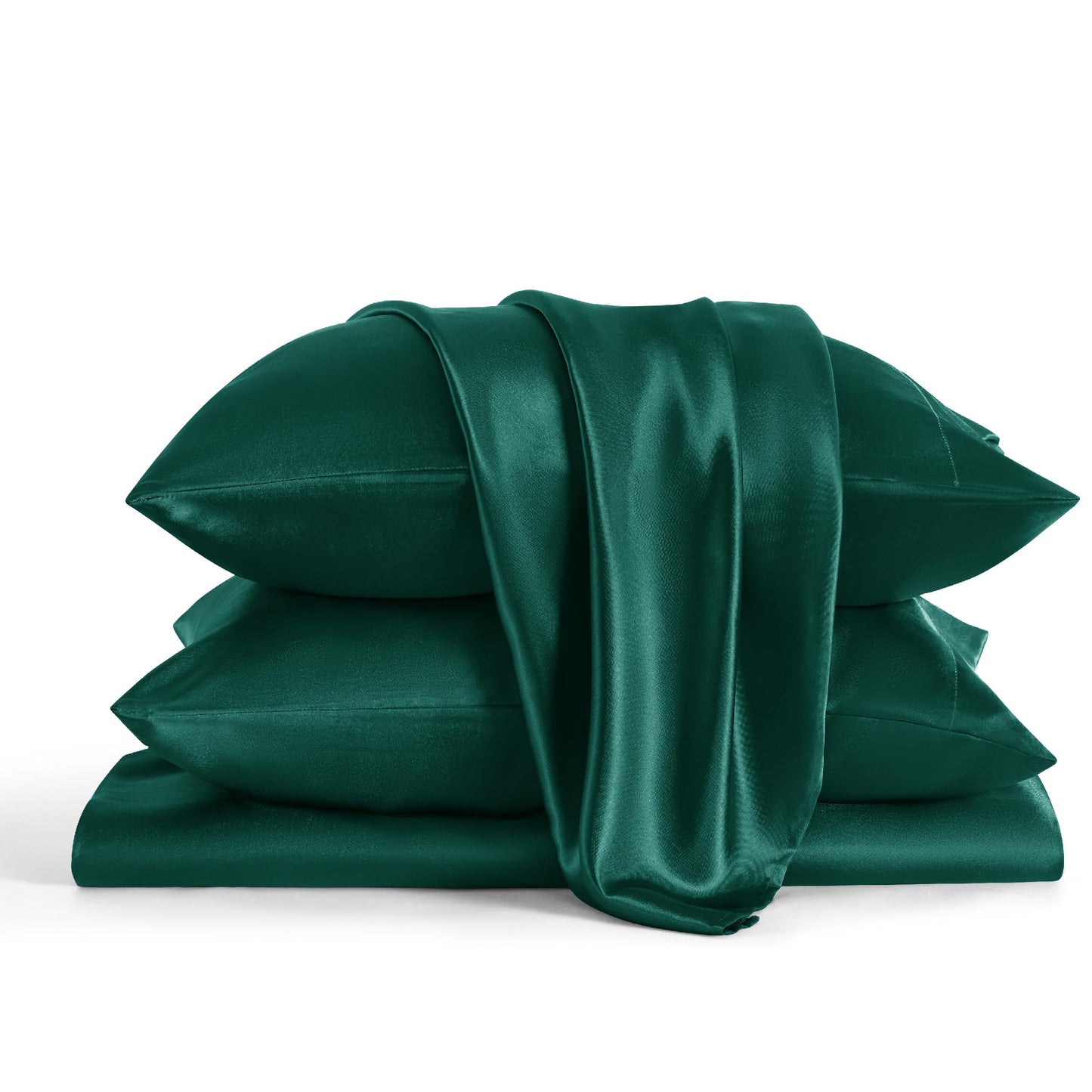 Bedsure Satin Sheet Set — Silver Grey, Queen