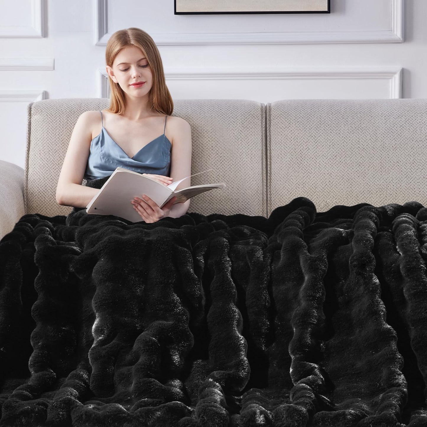 Anysay Faux Fur Throw Blanket — Tie-Dye Grey