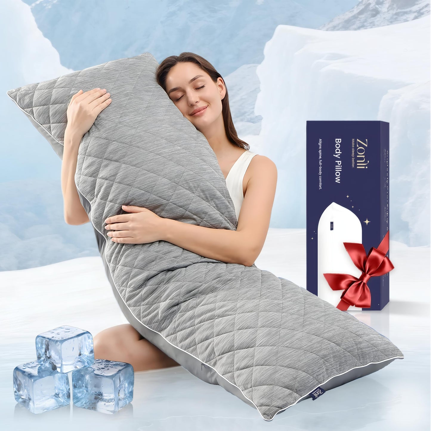 Zonli Cooling Body Pillow — Grey