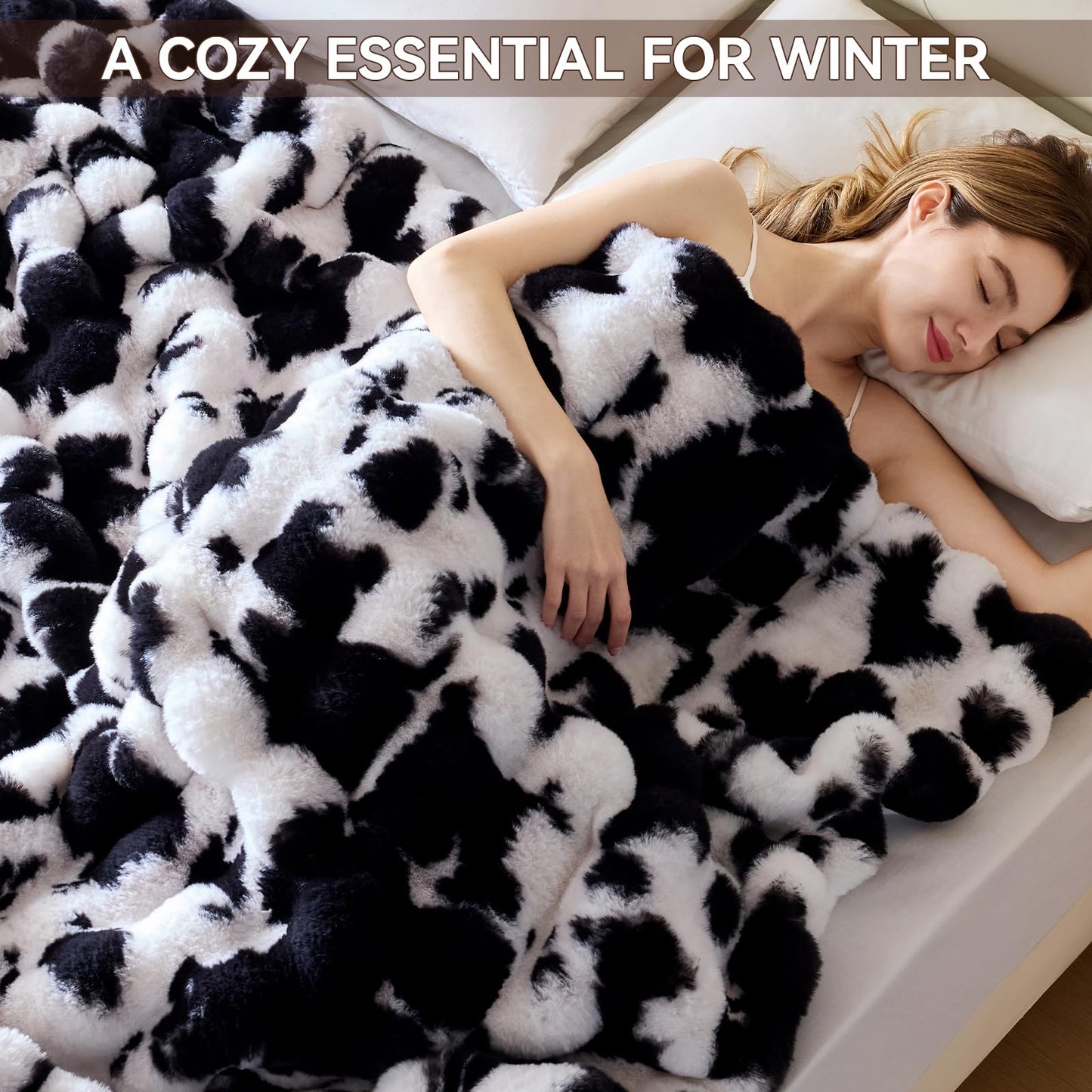 Anysay Faux Fur Throw Blanket — Tie-Dye Grey