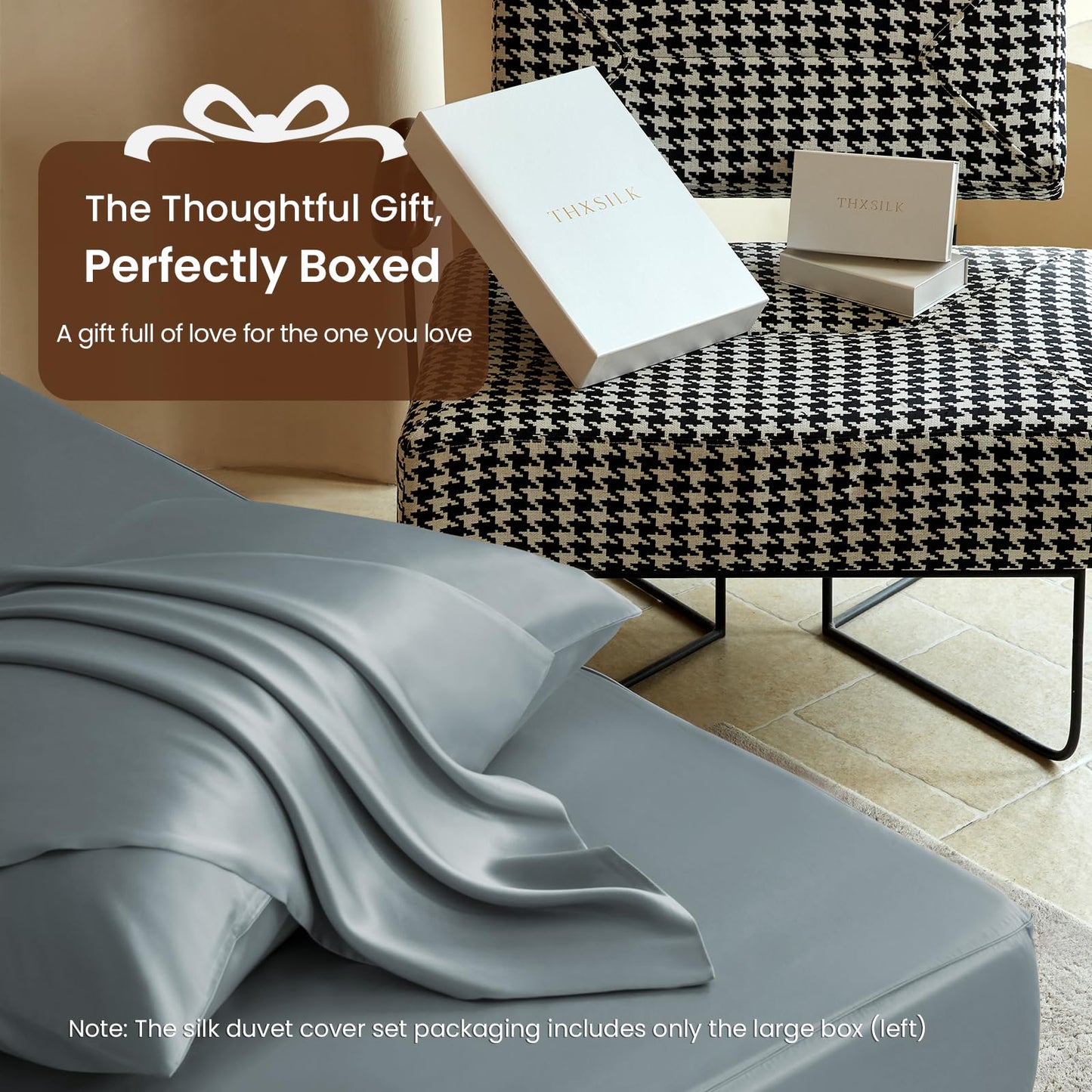 THXSILK Silk Duvet Cover Set — Black, Queen.