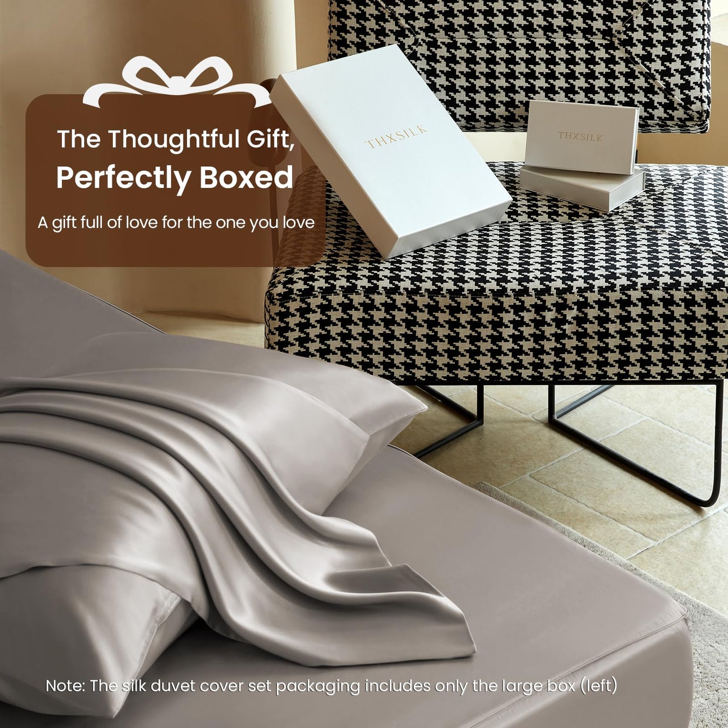 THXSILK Silk Duvet Cover Set — Black, Queen.
