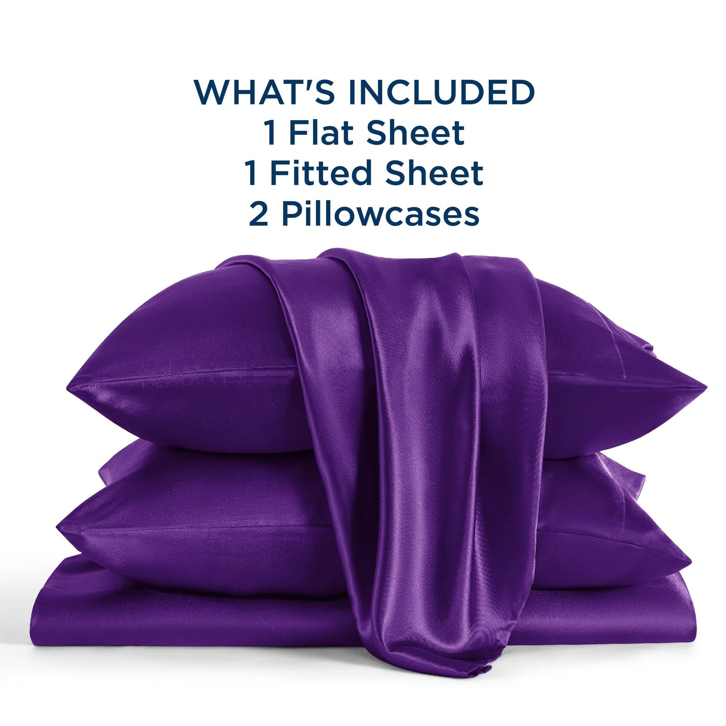 Bedsure Satin Sheet Set — Silver Grey, Queen