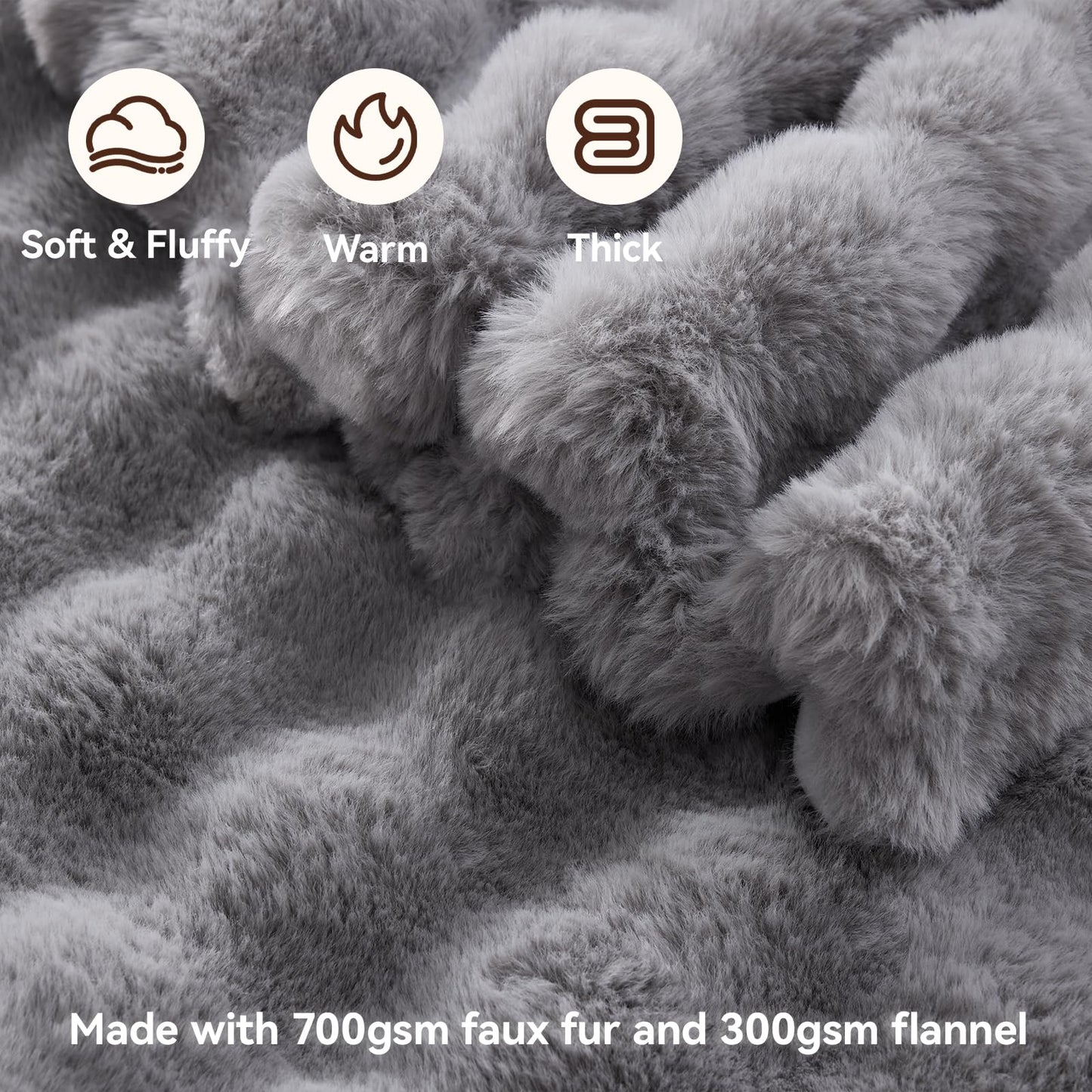 Anysay Faux Fur Throw Blanket — Tie-Dye Grey