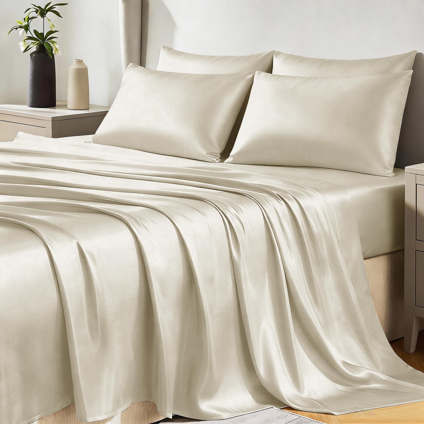 CozyLux Satin Sheet Set — Brown