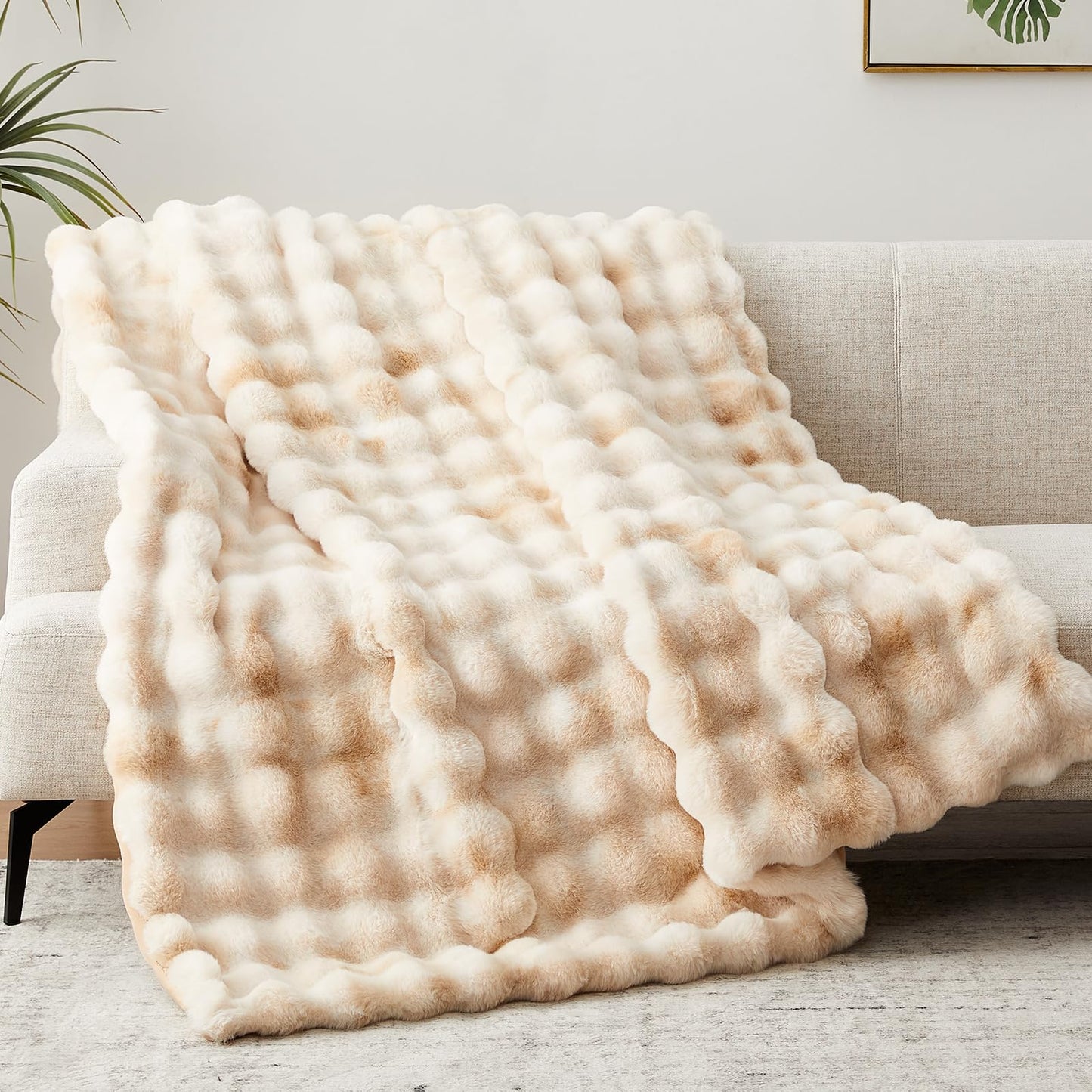Anysay Faux Fur Throw Blanket — Tie-Dye Grey