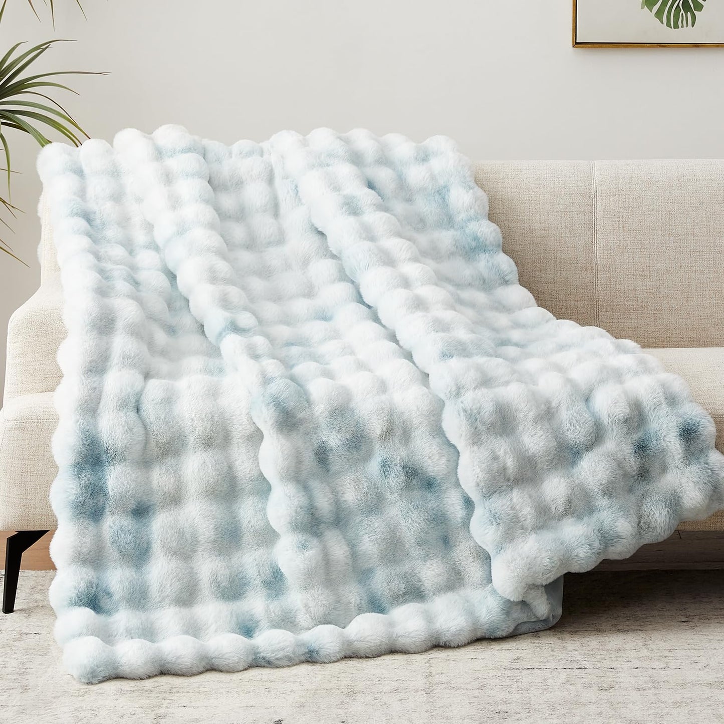 Anysay Faux Fur Throw Blanket — Tie-Dye Grey