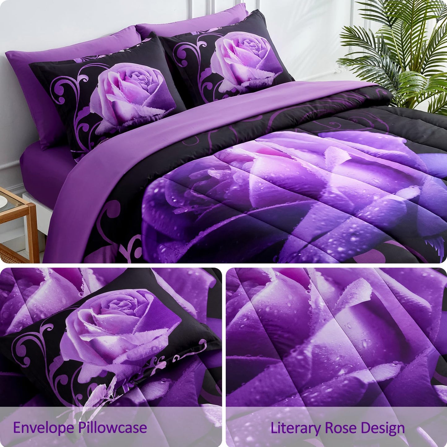 WONGS BEDDING Rose Comforter Set — Red, Queen