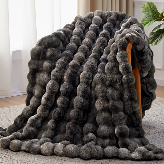 Anysay Faux Fur Throw Blanket — Tie-Dye Grey