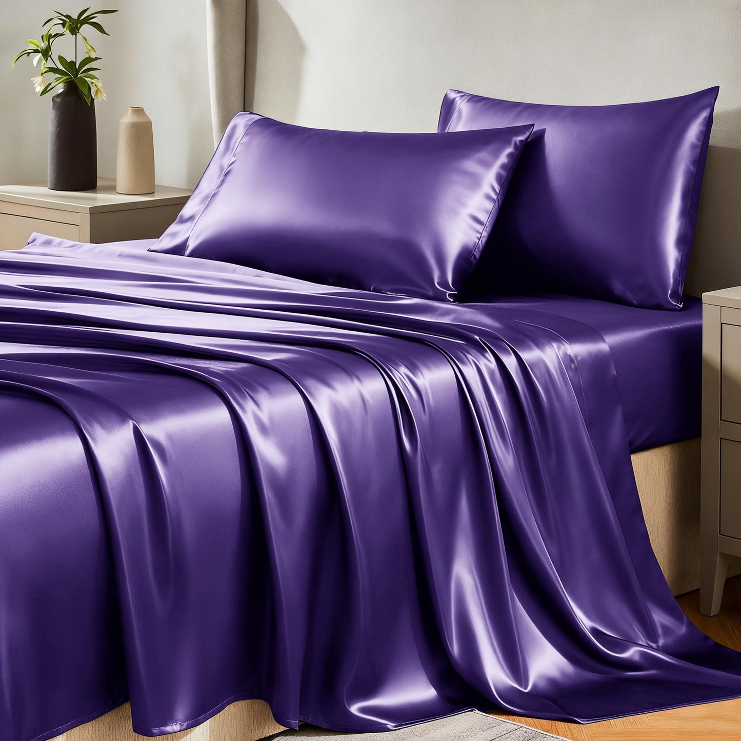 CozyLux Satin Sheet Set — Brown