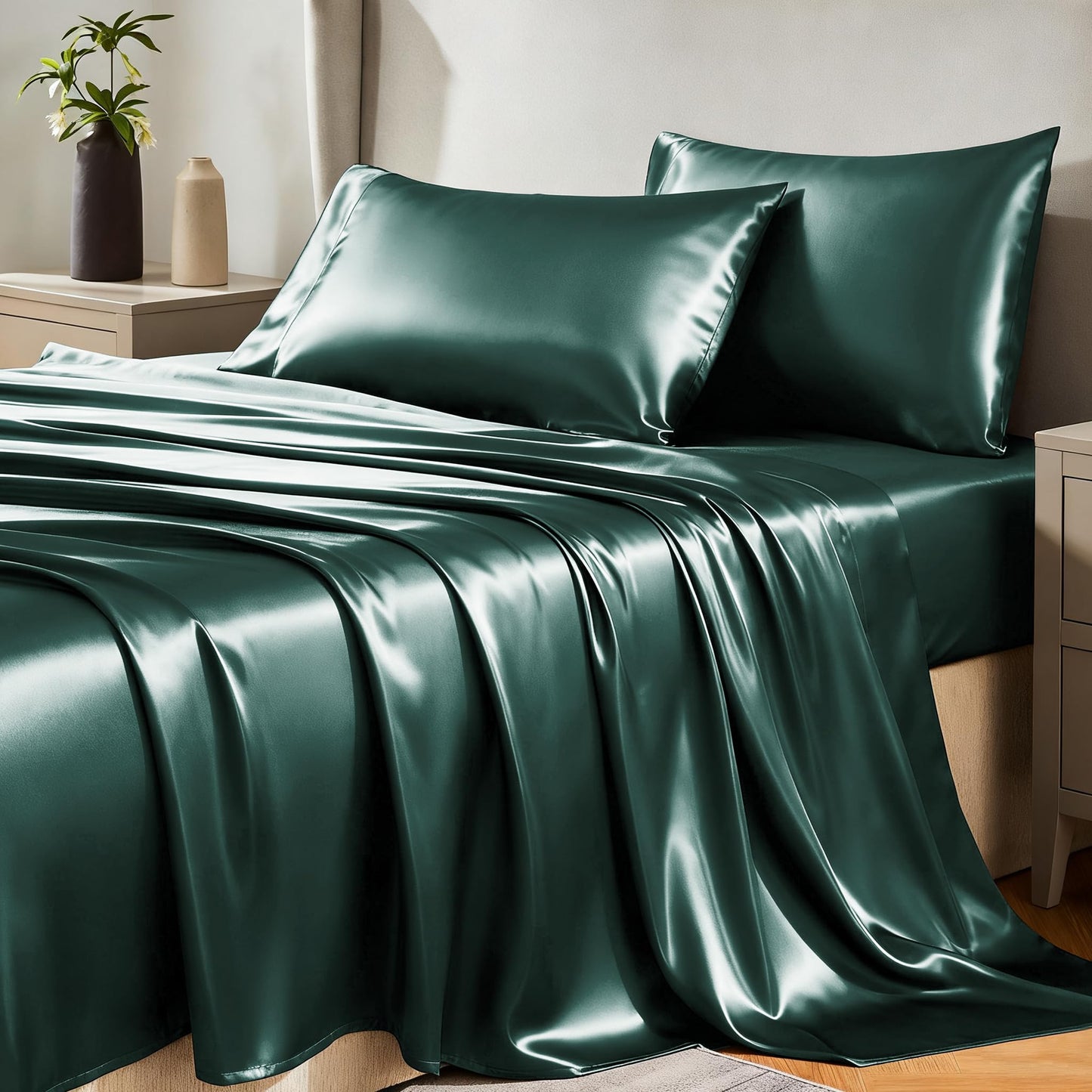 CozyLux Satin Sheet Set — Brown