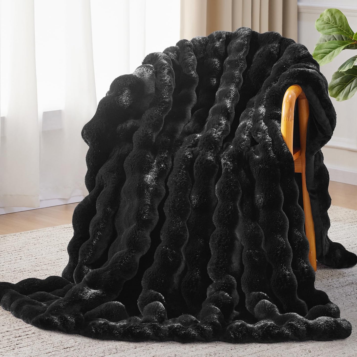 Anysay Faux Fur Throw Blanket — Tie-Dye Grey