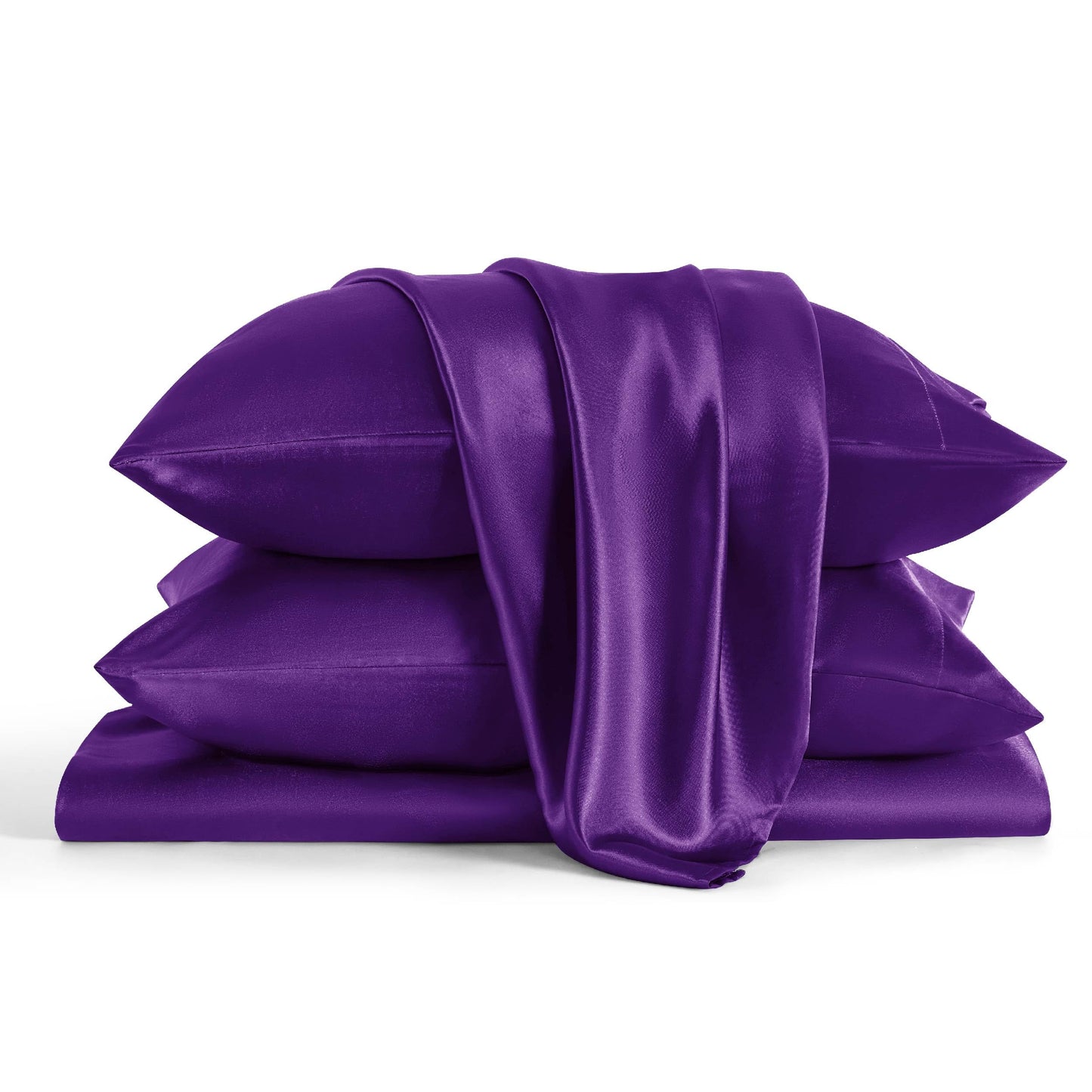 Bedsure Satin Sheet Set — Silver Grey, Queen