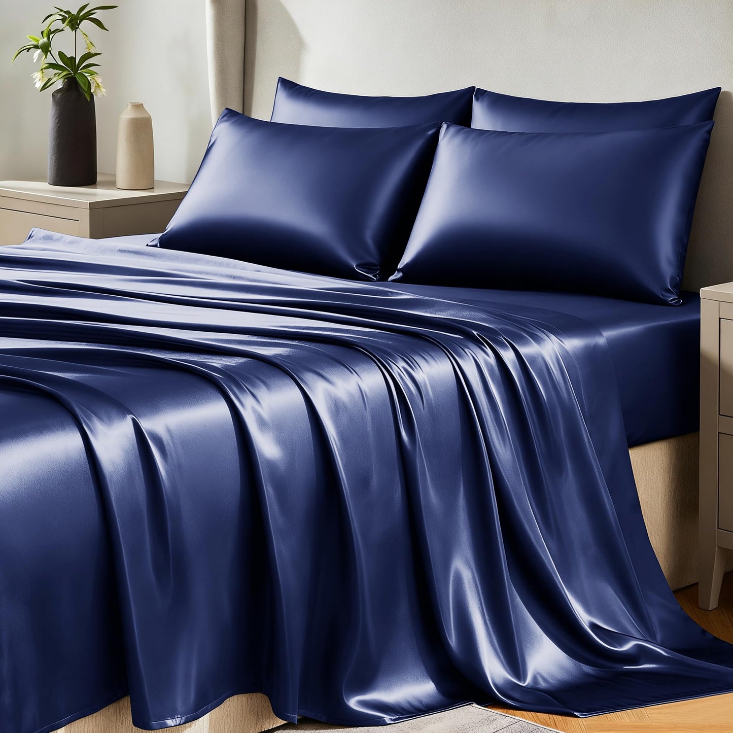 CozyLux Satin Sheet Set — Brown