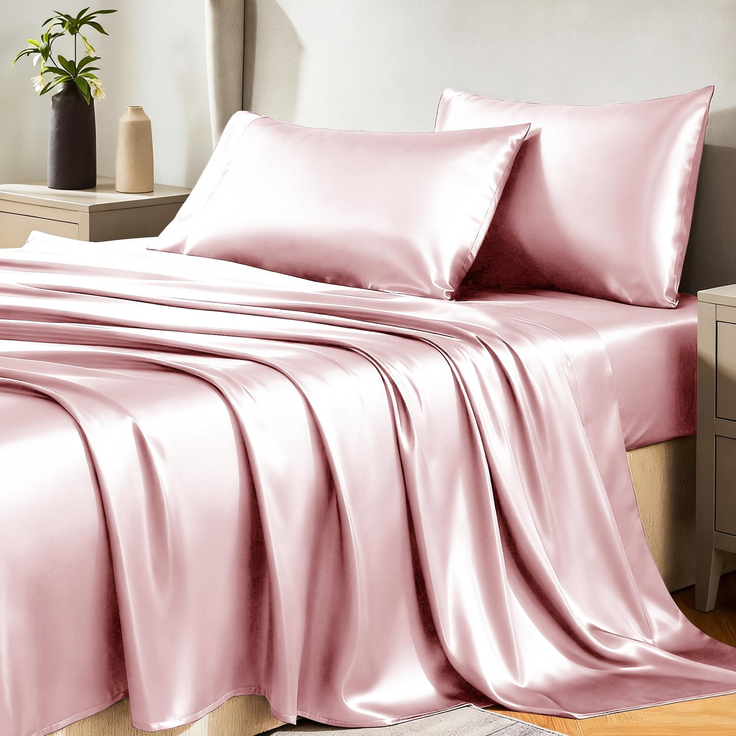 CozyLux Satin Sheet Set — Brown