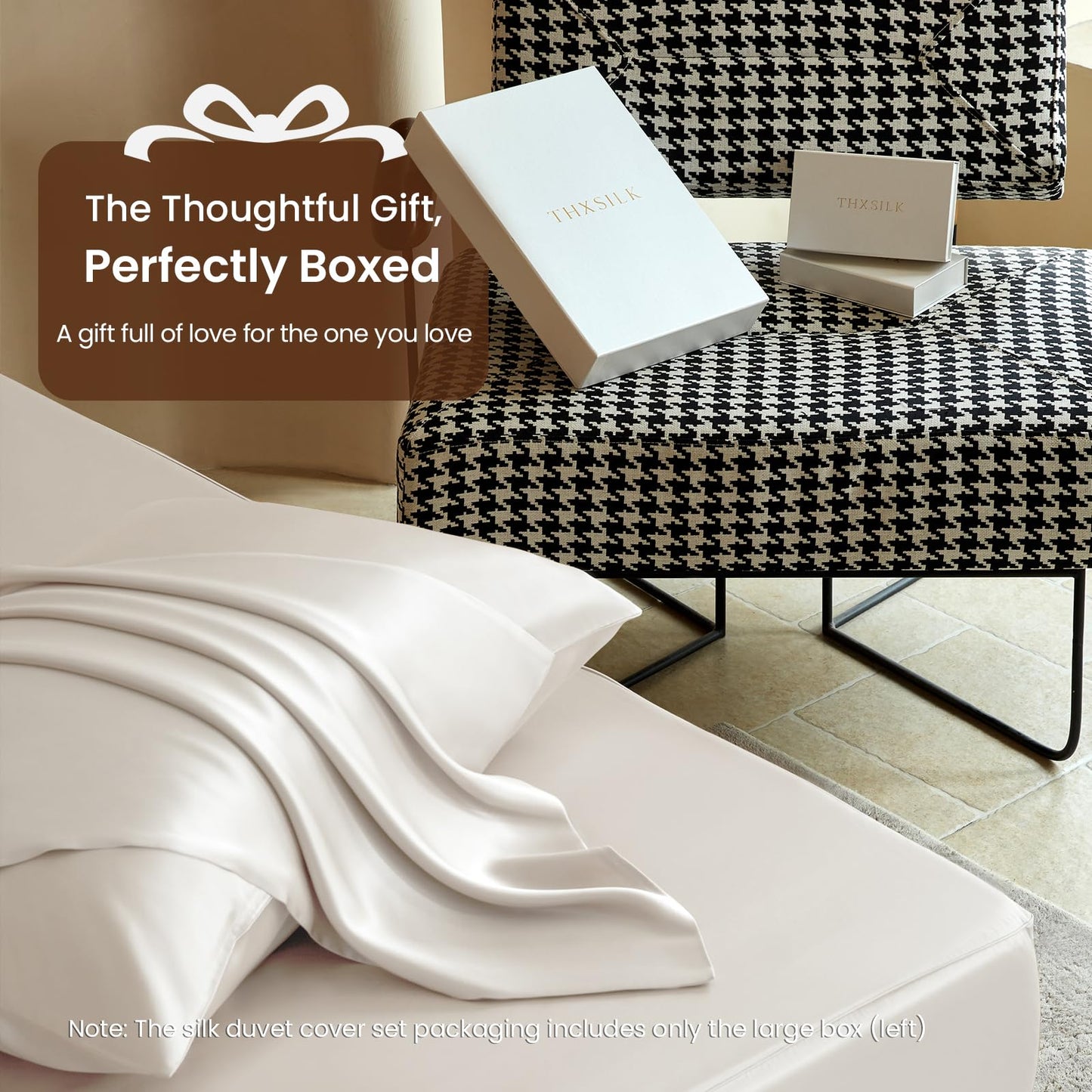 THXSILK Silk Duvet Cover Set — Black, Queen.