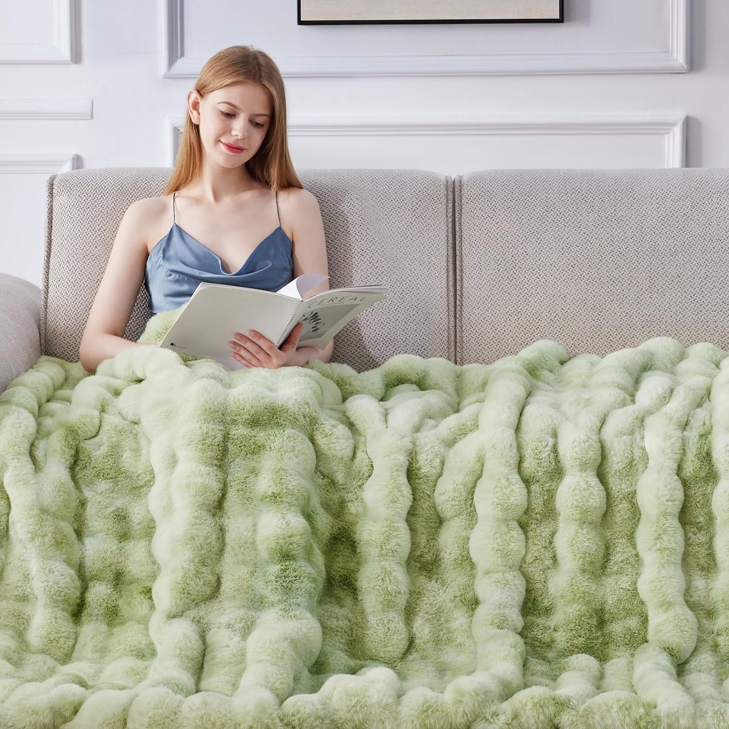Anysay Faux Fur Throw Blanket — Tie-Dye Grey
