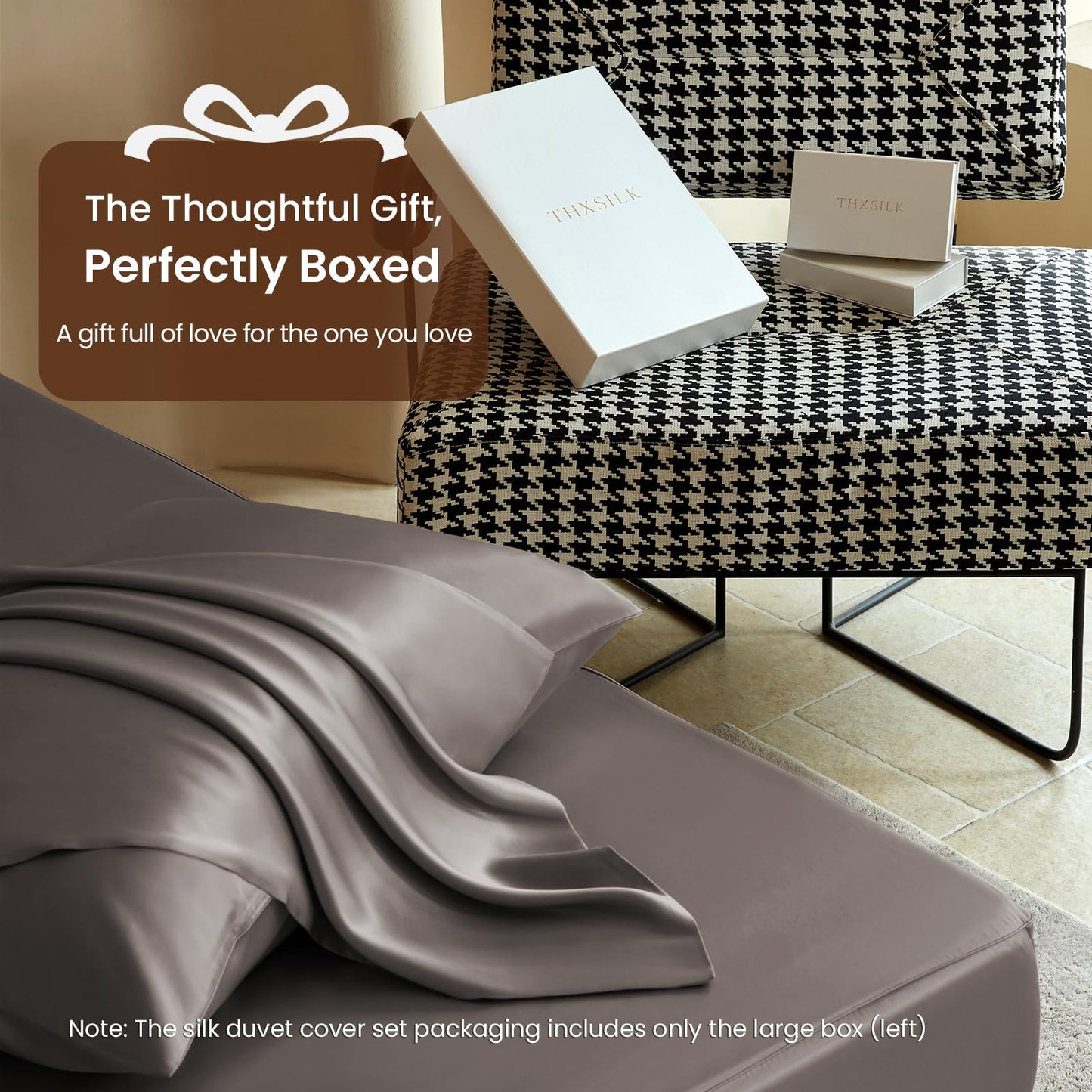 THXSILK Silk Duvet Cover Set — Black, Queen.