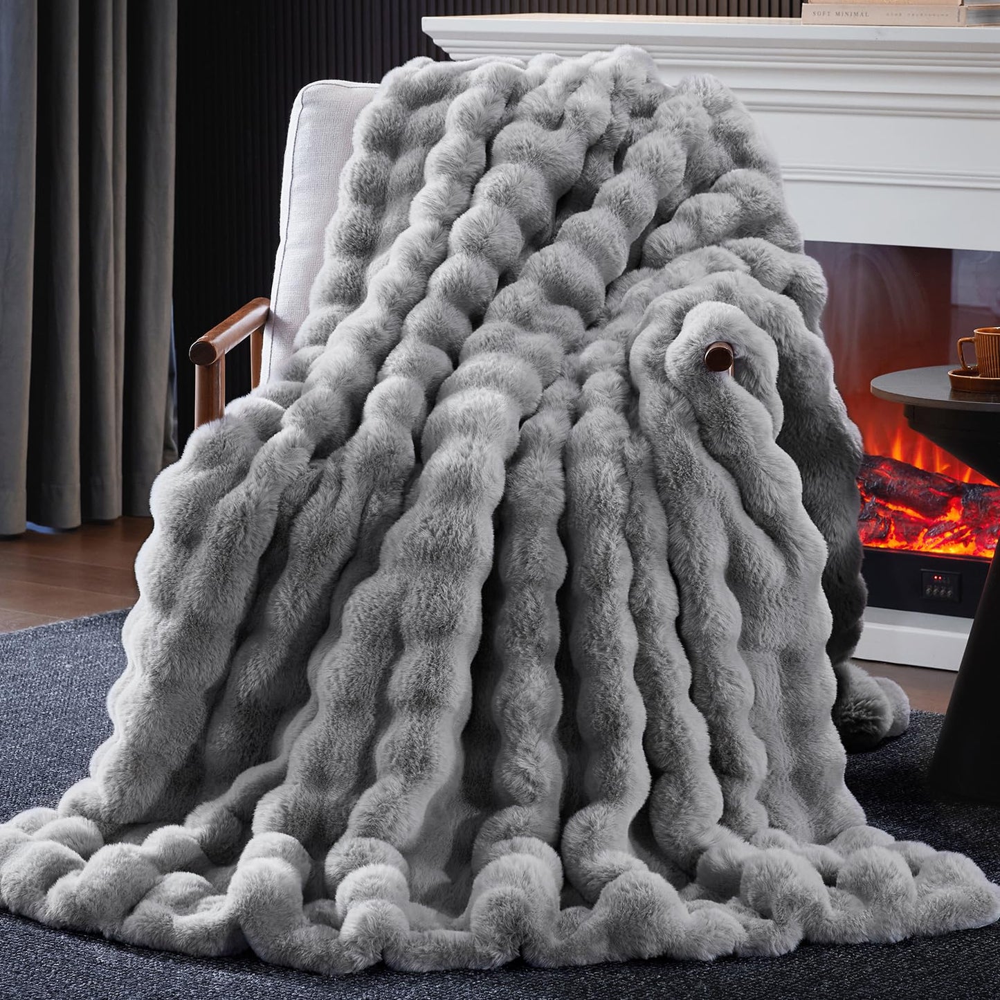 Anysay Faux Fur Throw Blanket — Tie-Dye Grey