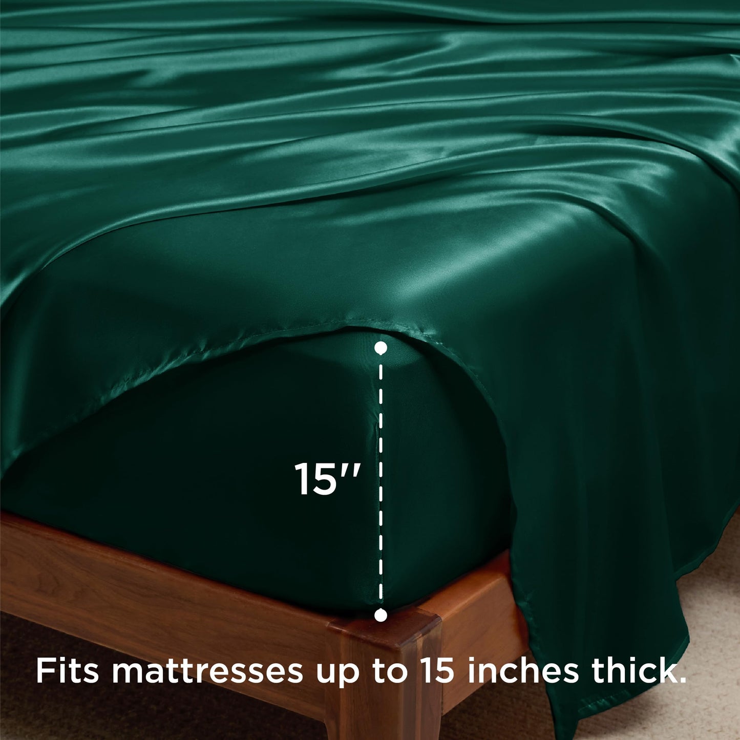 Bedsure Satin Sheet Set — Silver Grey, Queen