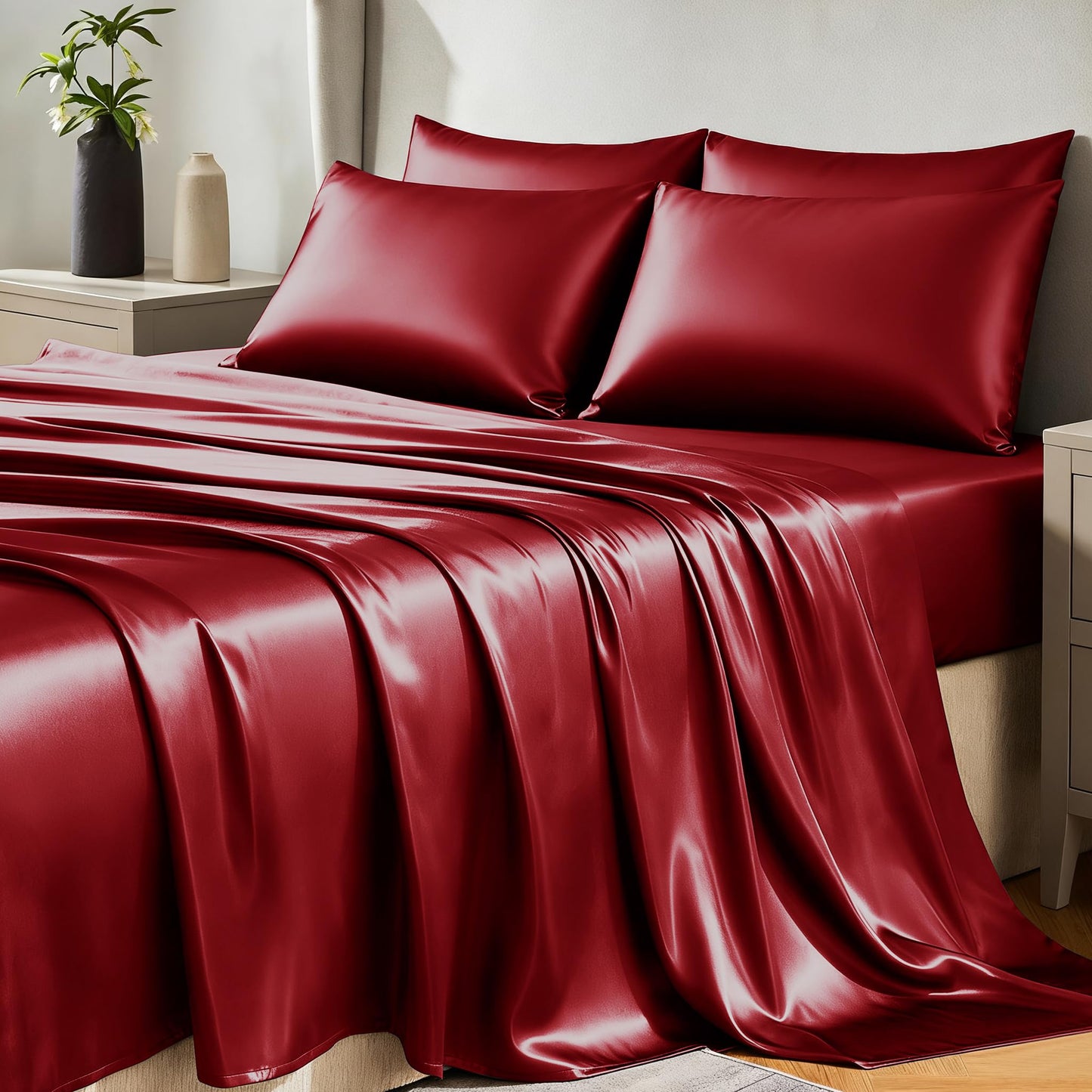 CozyLux Satin Sheet Set — Brown