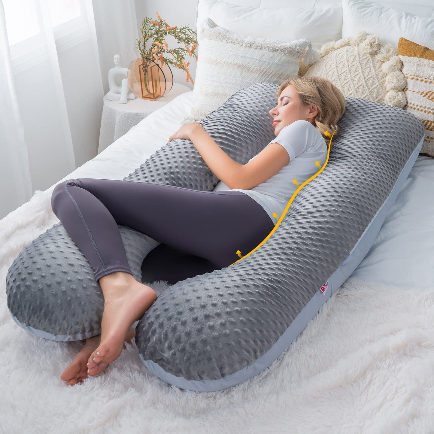 MeiZ Full Body Pregnancy Pillow — Grey