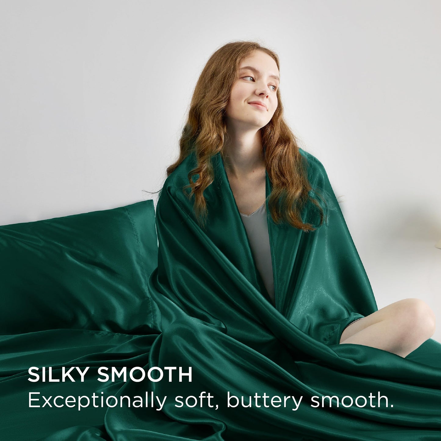 Bedsure Satin Sheet Set — Silver Grey, Queen