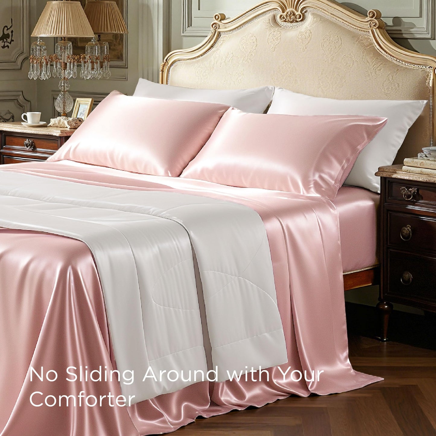 Bedsure Satin Sheet Set — Silver Grey, Queen