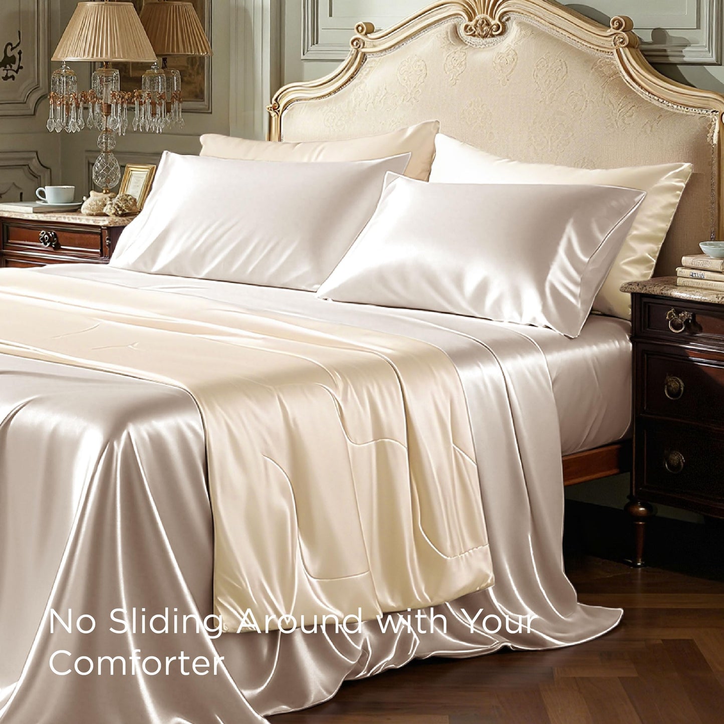 Bedsure Satin Sheet Set — Silver Grey, Queen