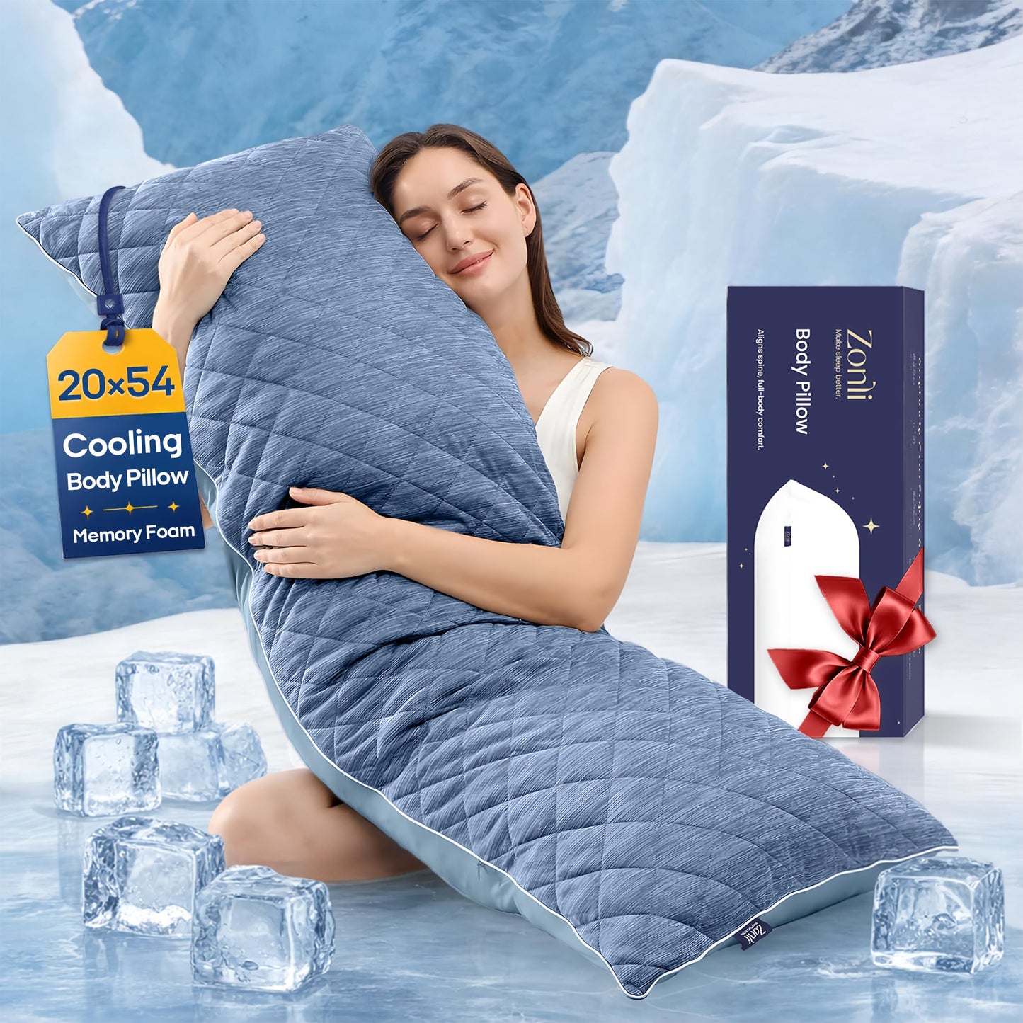 Zonli Cooling Body Pillow — Grey