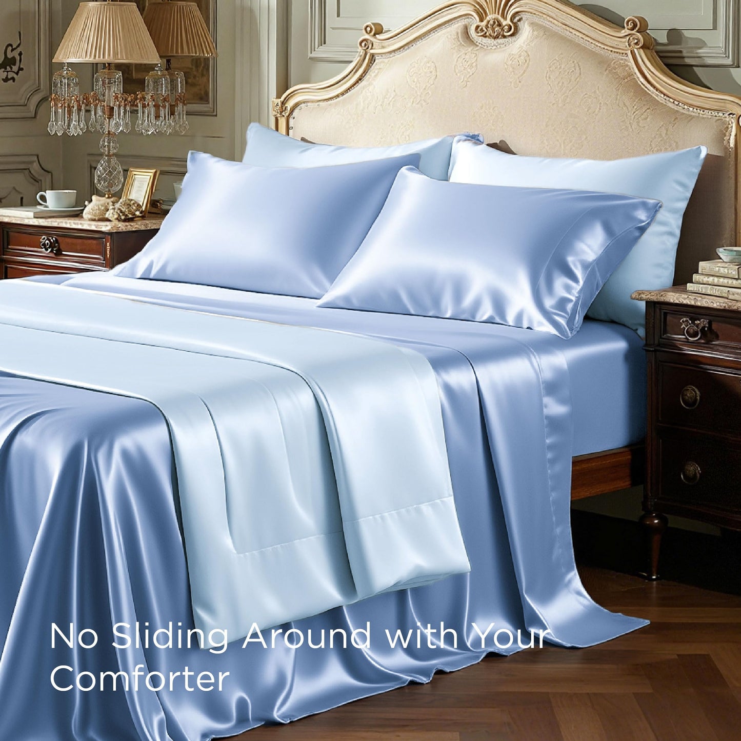 Bedsure Satin Sheet Set — Silver Grey, Queen
