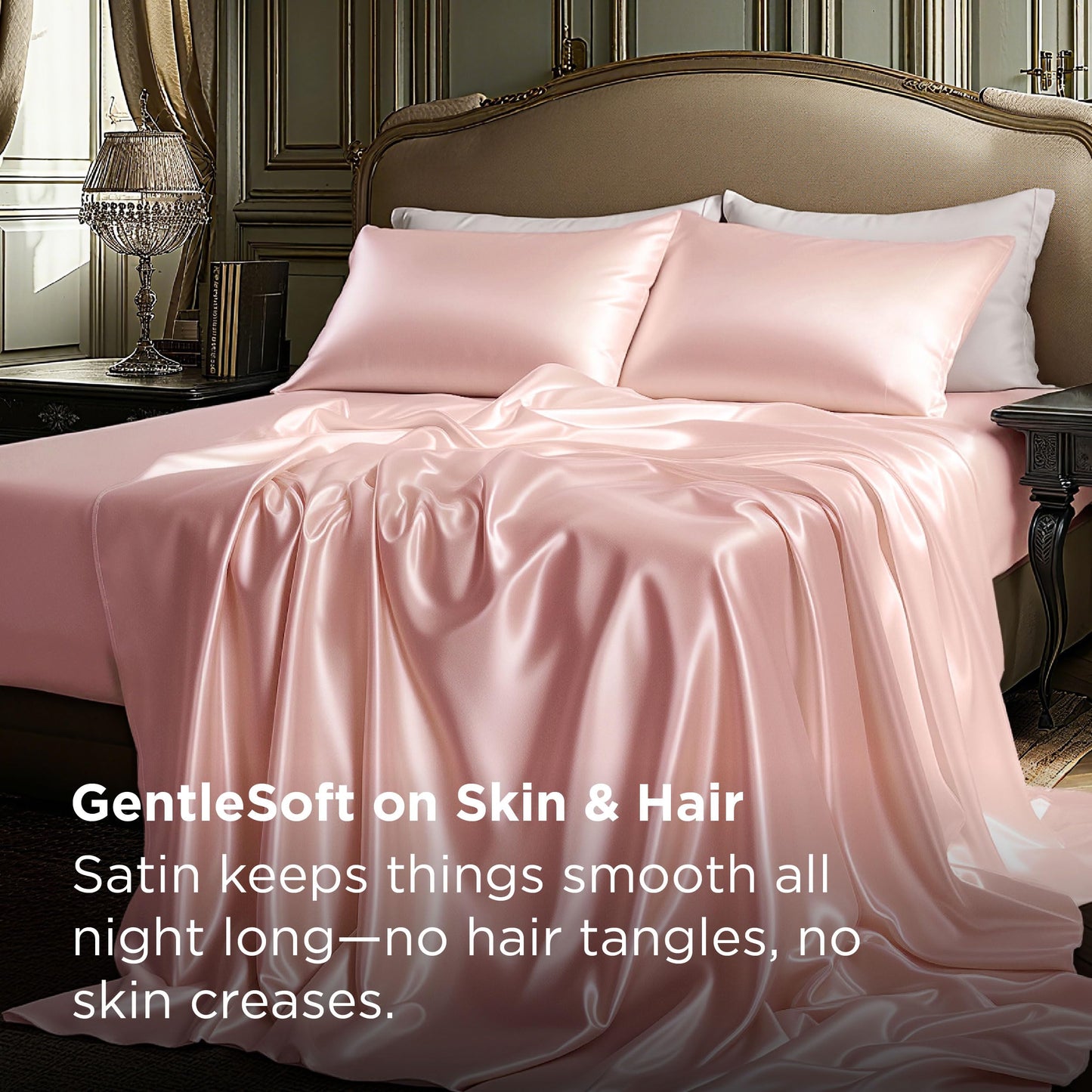 Bedsure Satin Sheet Set — Silver Grey, Queen